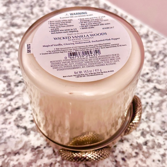 Bath & Body Works Warm Vanilla Woods Candle & Snake Candle Holder - Picture 4 of 8